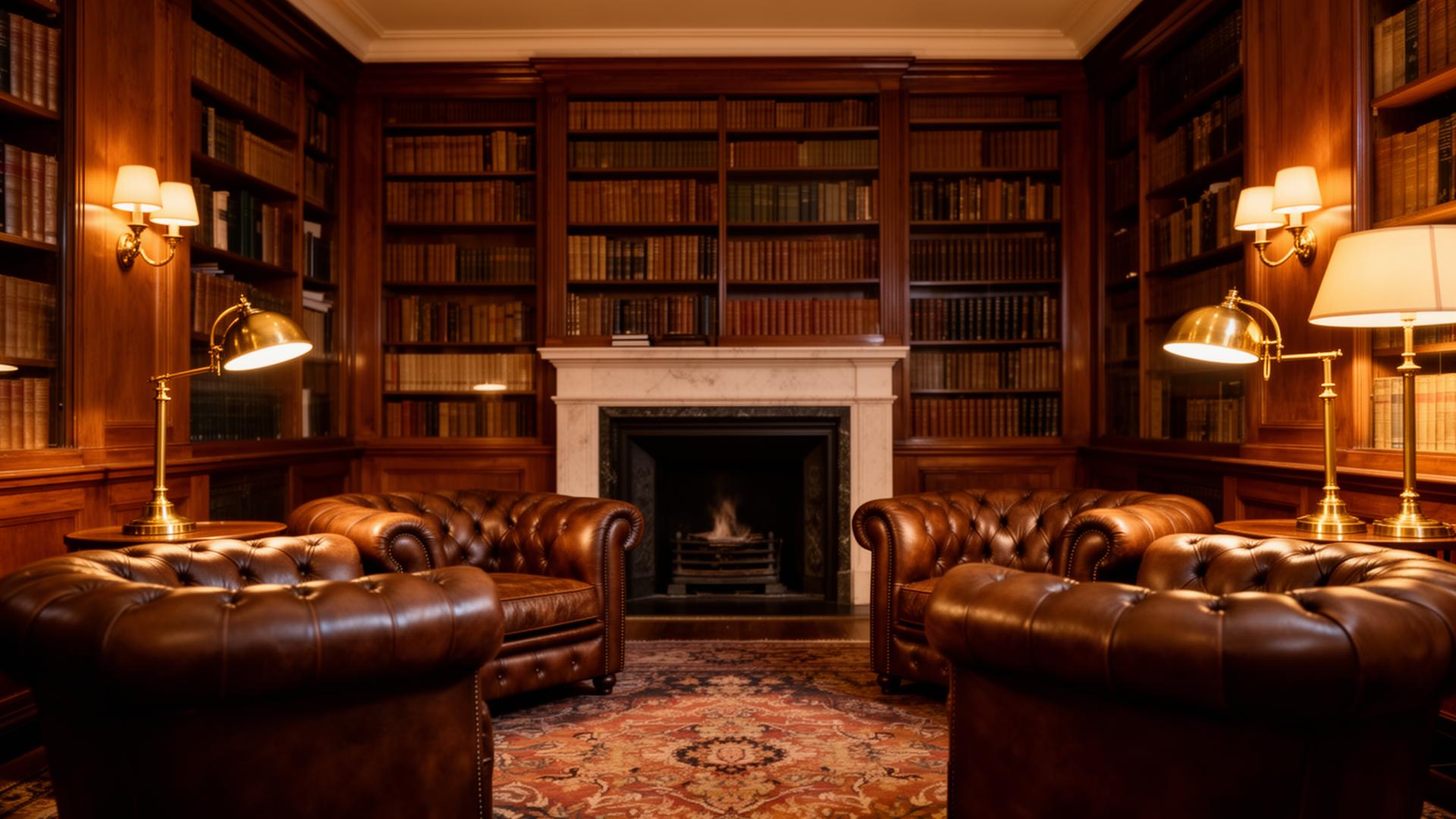 Private club library interior